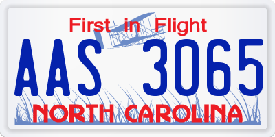 NC license plate AAS3065