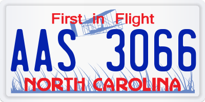 NC license plate AAS3066