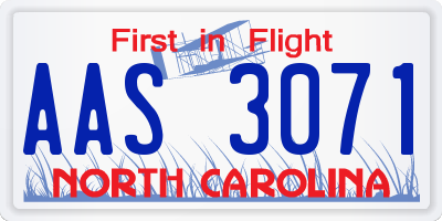 NC license plate AAS3071