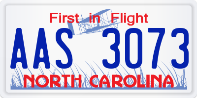 NC license plate AAS3073