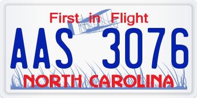 NC license plate AAS3076