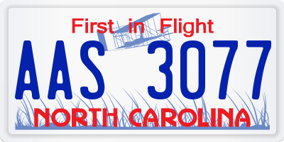 NC license plate AAS3077
