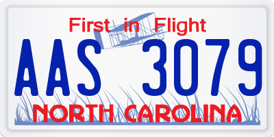 NC license plate AAS3079