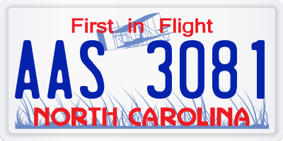 NC license plate AAS3081