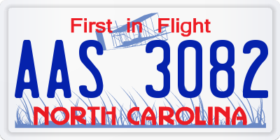 NC license plate AAS3082