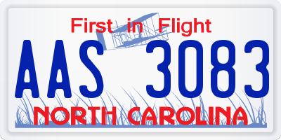 NC license plate AAS3083