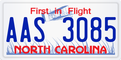 NC license plate AAS3085