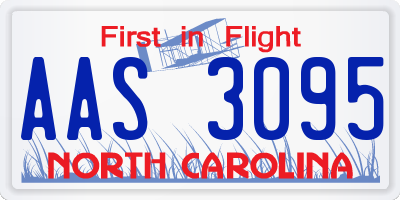 NC license plate AAS3095