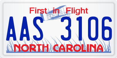 NC license plate AAS3106