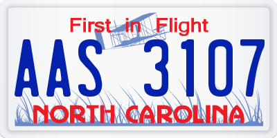 NC license plate AAS3107