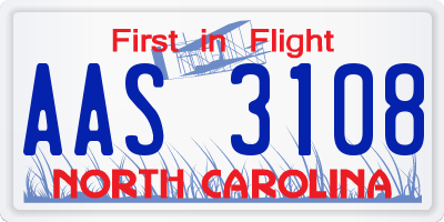 NC license plate AAS3108