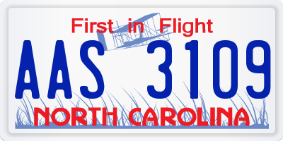NC license plate AAS3109