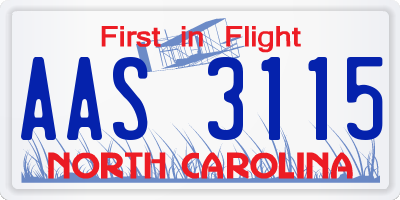 NC license plate AAS3115