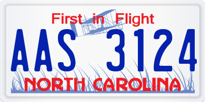 NC license plate AAS3124