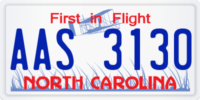 NC license plate AAS3130