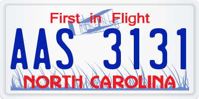 NC license plate AAS3131