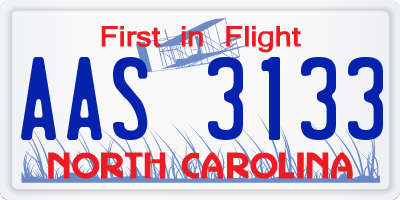 NC license plate AAS3133
