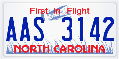NC license plate AAS3142