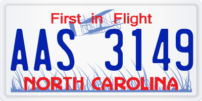 NC license plate AAS3149