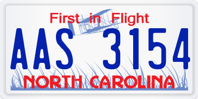 NC license plate AAS3154