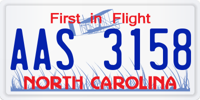 NC license plate AAS3158