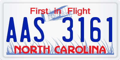 NC license plate AAS3161