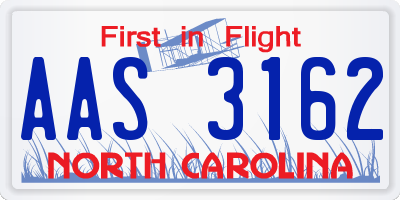 NC license plate AAS3162