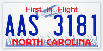 NC license plate AAS3181