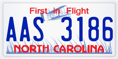 NC license plate AAS3186