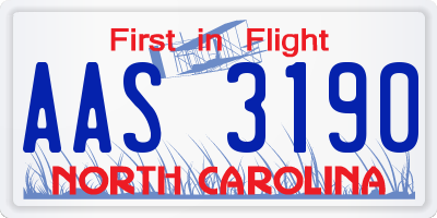 NC license plate AAS3190