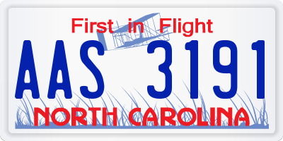 NC license plate AAS3191