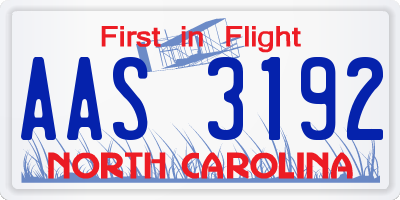 NC license plate AAS3192