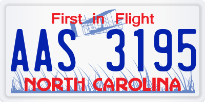 NC license plate AAS3195