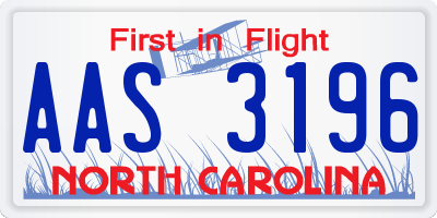 NC license plate AAS3196
