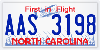 NC license plate AAS3198