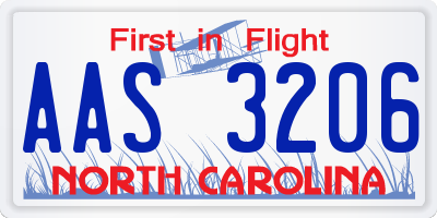 NC license plate AAS3206