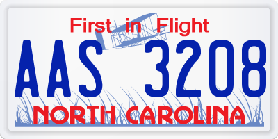 NC license plate AAS3208