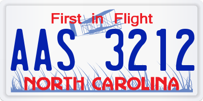 NC license plate AAS3212