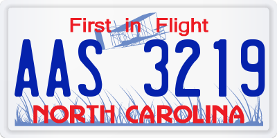 NC license plate AAS3219