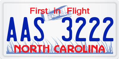 NC license plate AAS3222