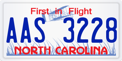 NC license plate AAS3228