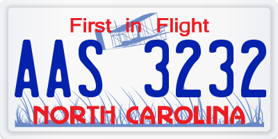 NC license plate AAS3232