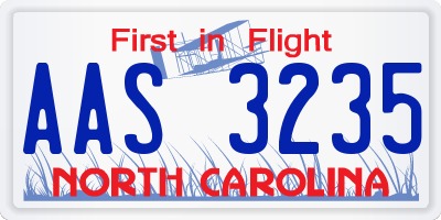 NC license plate AAS3235