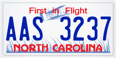 NC license plate AAS3237