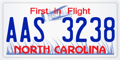 NC license plate AAS3238