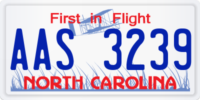 NC license plate AAS3239