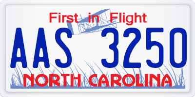 NC license plate AAS3250