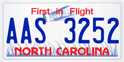 NC license plate AAS3252