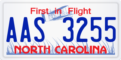 NC license plate AAS3255
