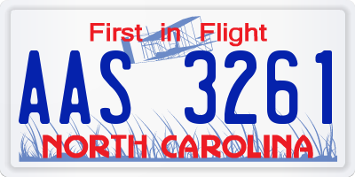 NC license plate AAS3261